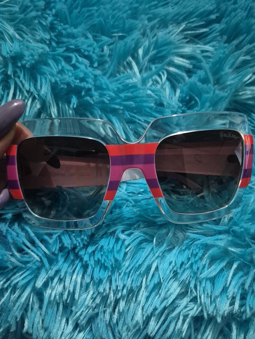Multicolor Striped Women's Sunglasses - Clear Frame